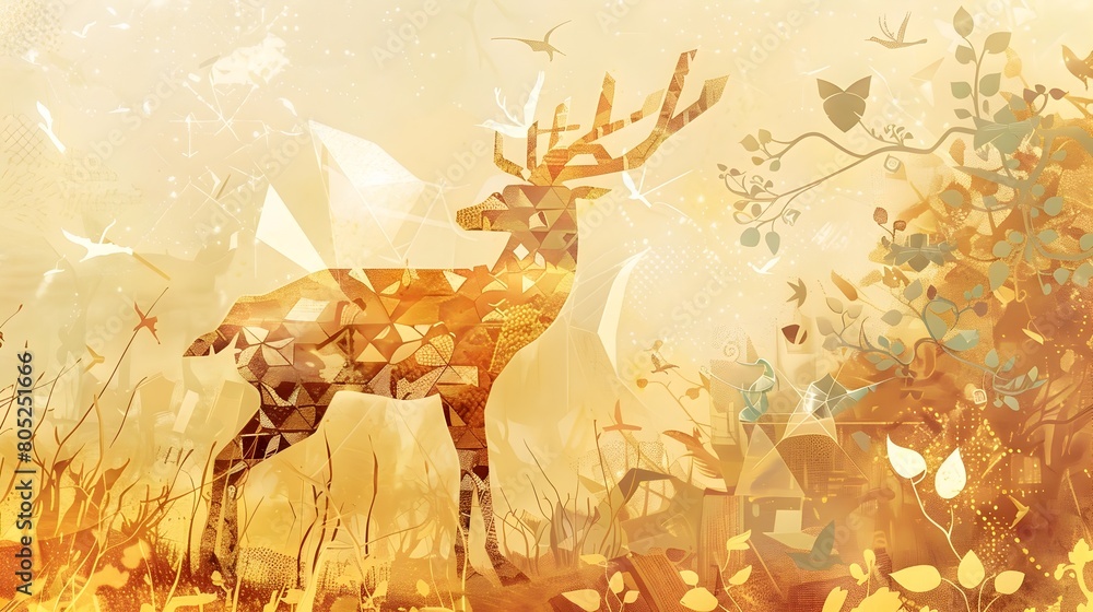 Serene Mythical Creature Silhouette Basking in Warm Golden Glow of Sunlit Forest Landscape Serene Mythical Creature Silhouette Basking in Warm Golden Glow of Sunlit Forest Landscape