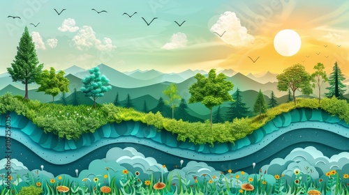An illustration of the carbon cycle in a natural setting photo