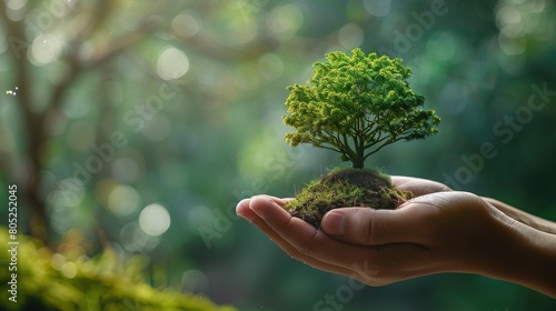 hands holding a tree