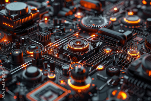 Nano-technology gears and circuits, showcasing the intricate design of future machines 