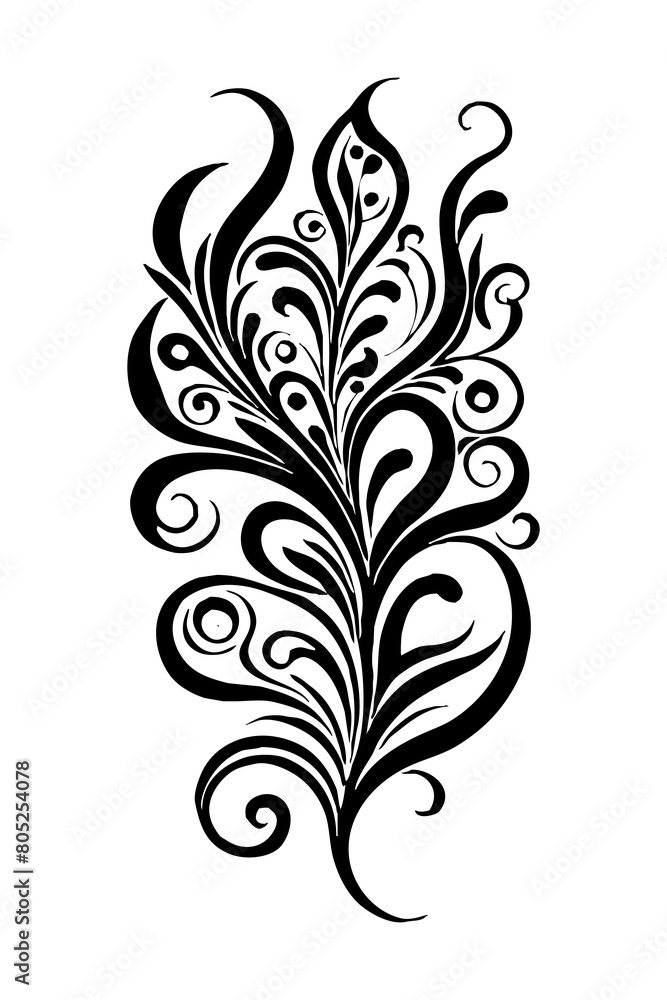 Botanical black and white pattern. For use on tattoos, posters, textiles, T-shirt printing. Generated by Ai Botanical black and white pattern. For use on tattoos, posters, textiles, T-shirt printing. Generated by Ai