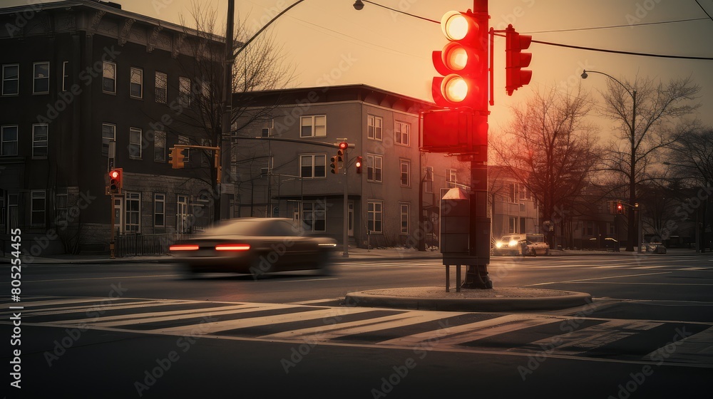 Naklejka premium road intersection stop light