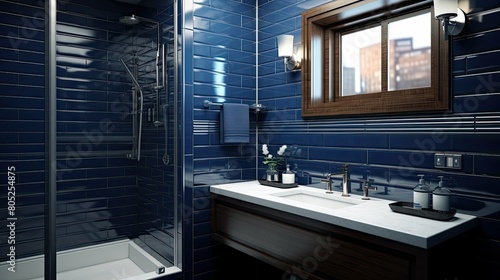 tiled navy blue design