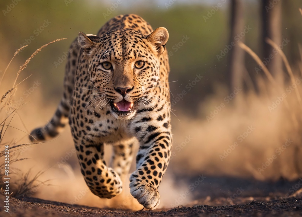 A Leopard’s Hunt. In the heart of the savannah, a leopard, the embodiment of stealth and grace, prowls in the golden light. Its spotted coat merges with the tall grass, as it prepares for the hunt. A Leopard’s Hunt. In the heart of the savannah, a leopard, the embodiment of stealth and grace, prowls in the golden light. Its spotted coat merges with the tall grass, as it prepares for the hunt.