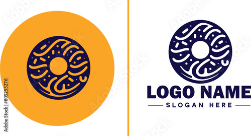 donut icon Doughnut Ring-shaped pastry Fried dough pastry flat logo sign symbol editable vector