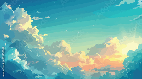 View of beautiful sky with clouds style vector
