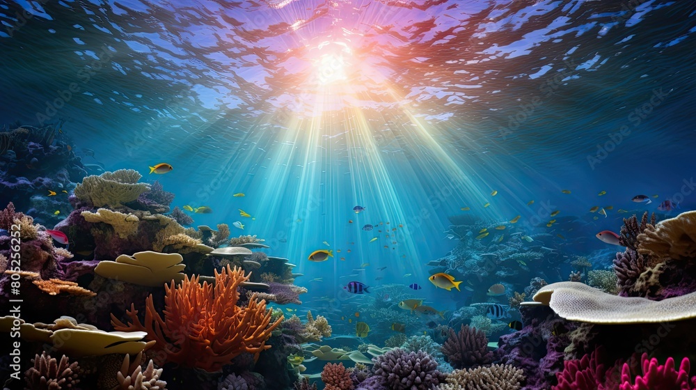 Naklejka premium under sun rays water