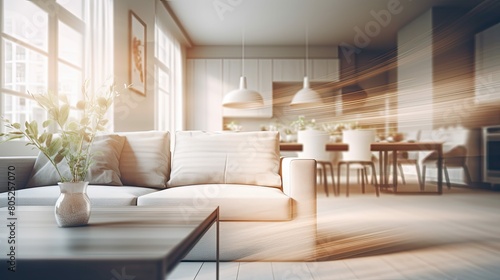 table blurred living room modern interior