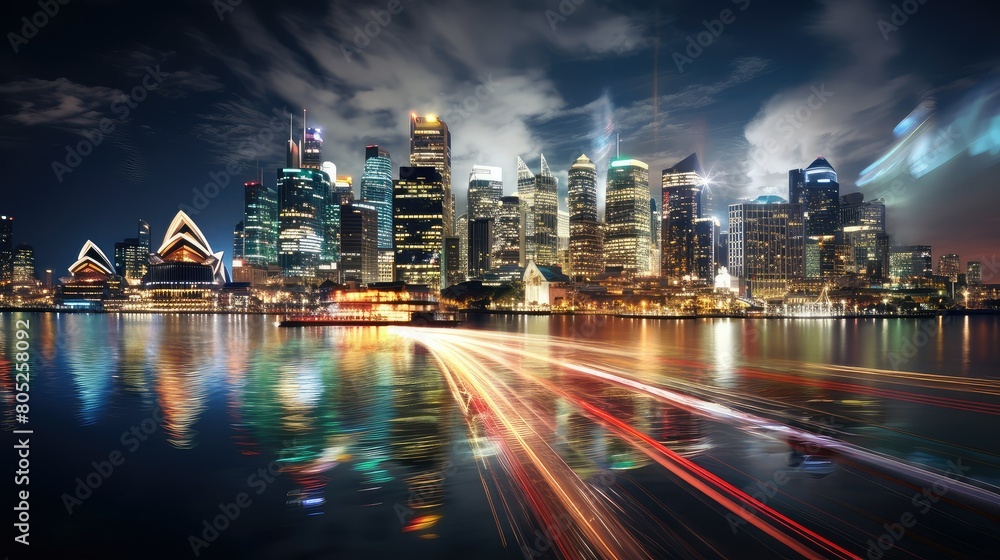 Fototapeta premium skyline city lights blur