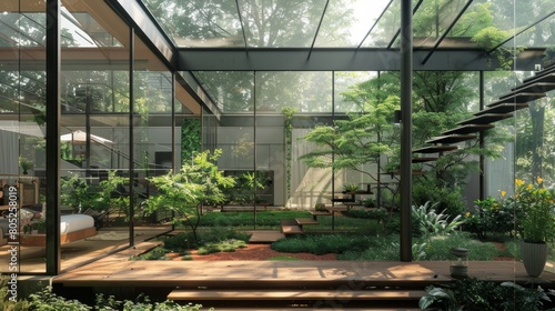 A greenhouse filled with lush greenery making it the perfect place to escape and relax