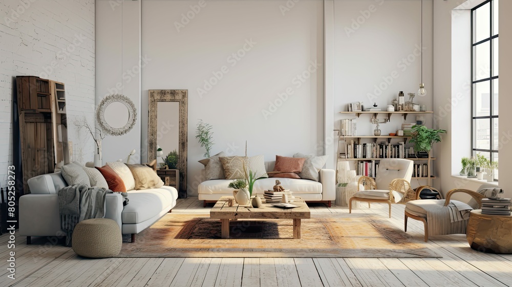 Obraz premium charming white wall interior