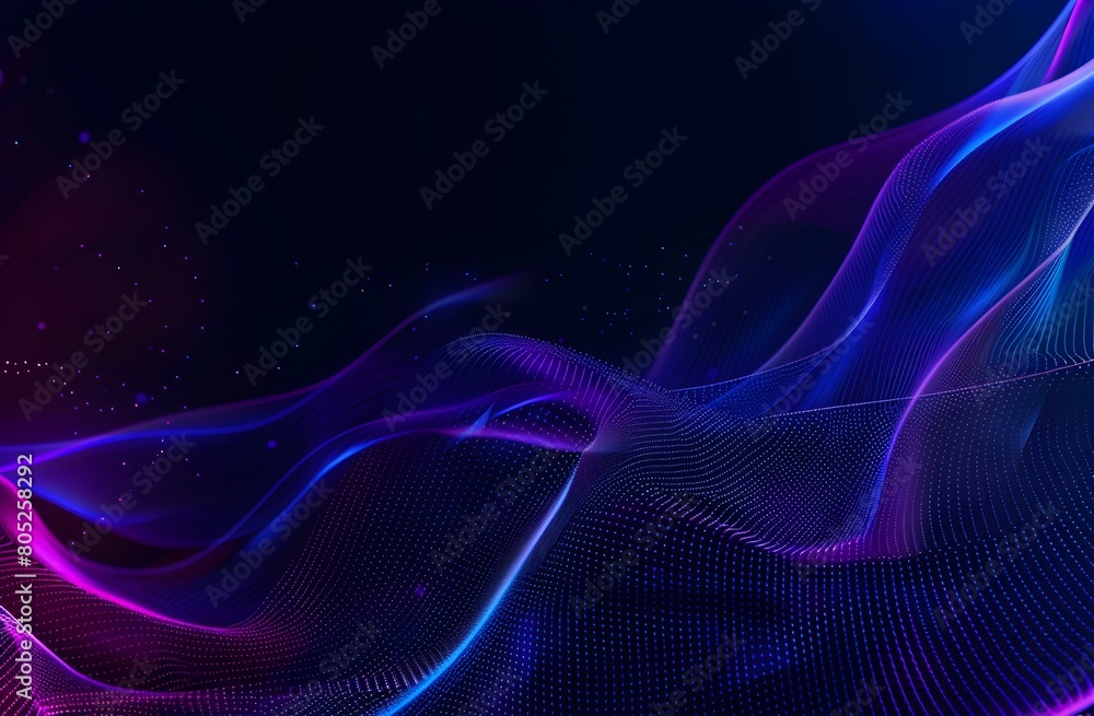 Abstract blue and purple gradient background with glowing dots wave line vector illustration
Abstract blue and purple gradient background with glowing dots wave line vector illustration