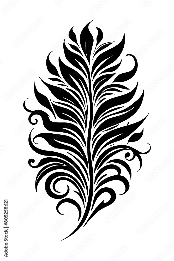 Botanical black and white pattern. For use on tattoos, posters, textiles, T-shirt printing. Generated by Ai Botanical black and white pattern. For use on tattoos, posters, textiles, T-shirt printing. Generated by Ai