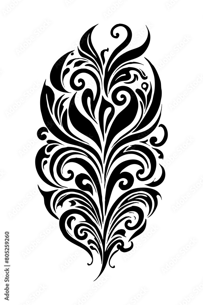 Botanical black and white pattern. For use on tattoos, posters, textiles, T-shirt printing. Generated by Ai Botanical black and white pattern. For use on tattoos, posters, textiles, T-shirt printing. Generated by Ai