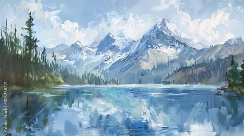 mountain landscape with fantasy style scene