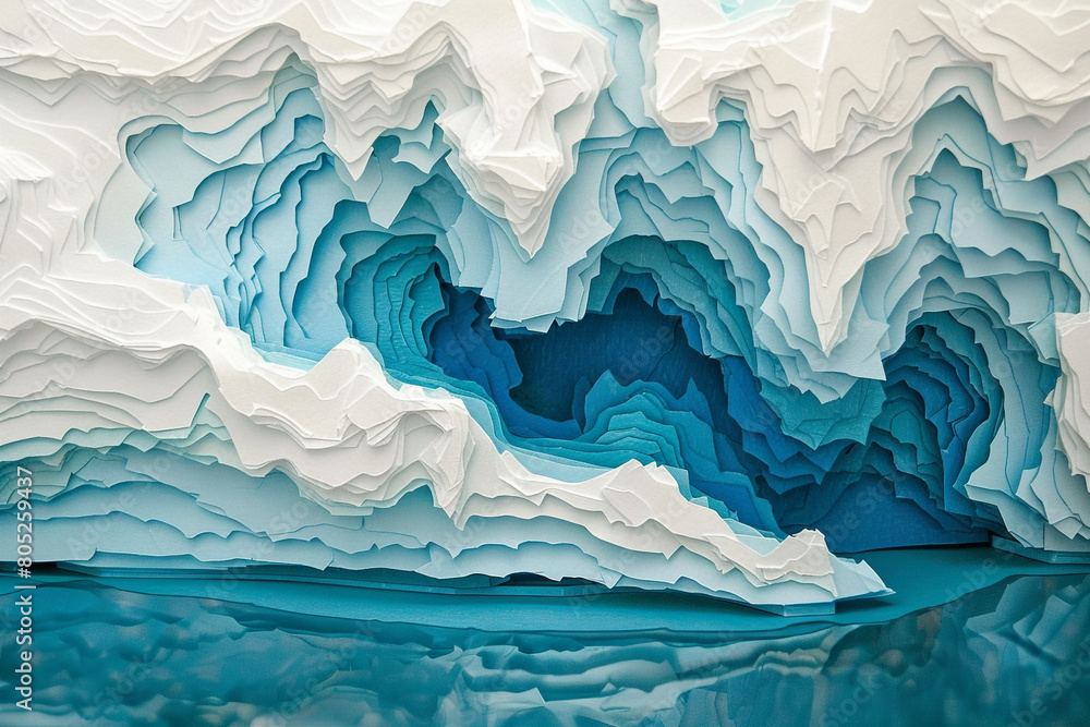 Obraz premium Perito Moreno Glacier transformed into a delicate paper cut art piece reflecting the icy splendor of Argentina 