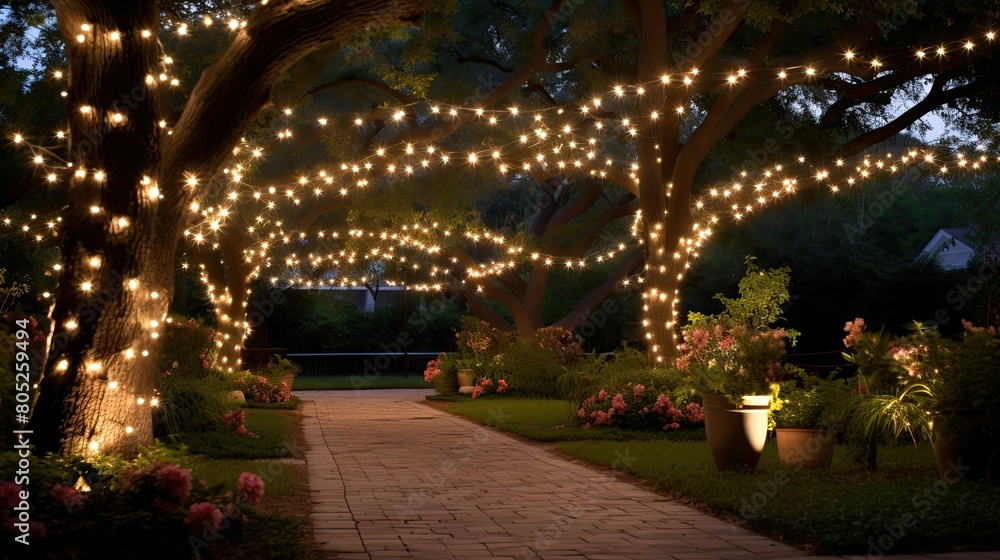 Obraz premium patio string lighting