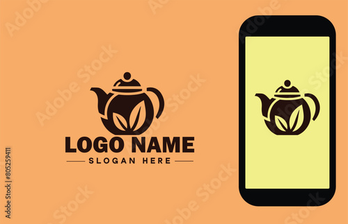 teapot icon Tea kettle Tea urn flat logo sign symbol editable vector