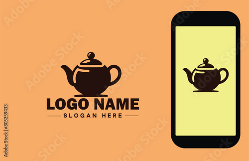 teapot icon Tea kettle Tea urn flat logo sign symbol editable vector