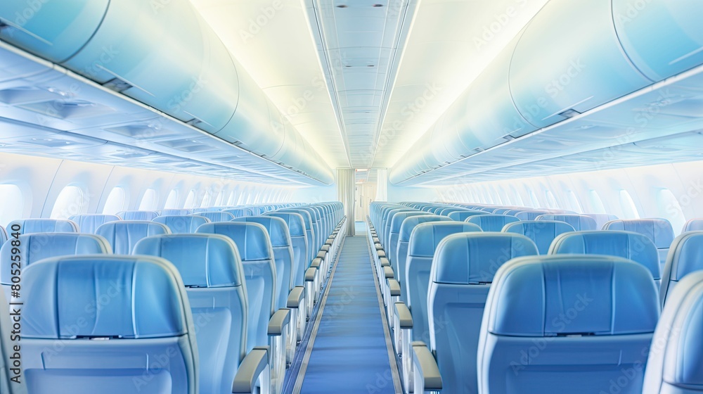 Fototapeta premium seats blurred airplane interior