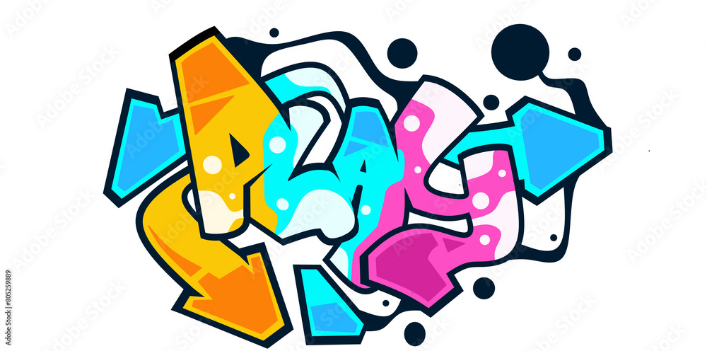 Play word graffiti text font sticker