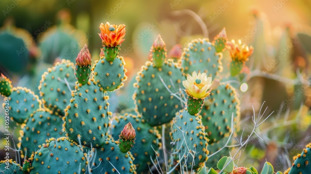 Cactus flower blooming in the garden with soft focus background Cactus flower blooming in the garden with soft focus background