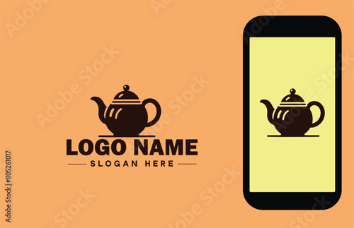 teapot icon Tea kettle Tea urn flat logo sign symbol editable vector