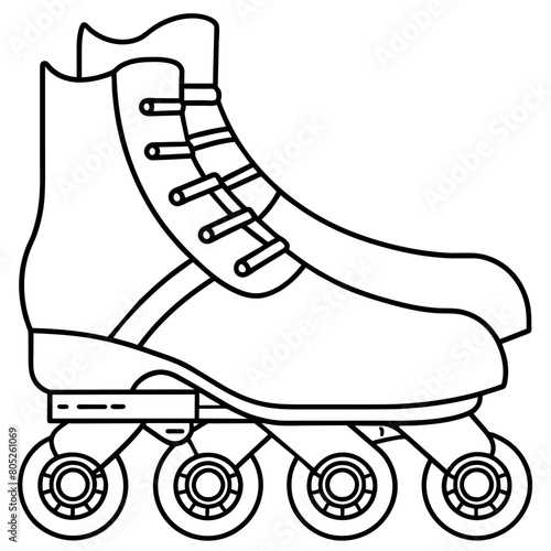 rollerblades outline illustration digital coloring book page line art drawing