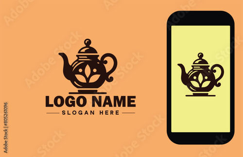 teapot icon Tea kettle Tea urn flat logo sign symbol editable vector