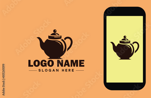 teapot icon Tea kettle Tea urn flat logo sign symbol editable vector