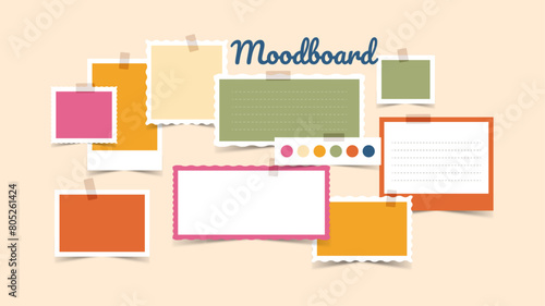 Vector photo collage template moodboard pictures grids vector illustration