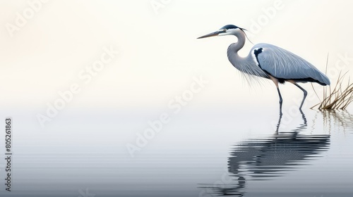 water blue heron white background