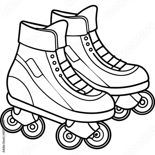rollerblades outline illustration digital coloring book page line art drawing