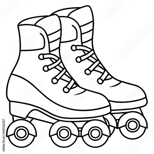 Wallpaper Mural rollerblades outline illustration digital coloring book page line art drawing Torontodigital.ca