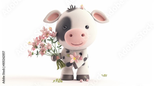 funny cartoon cow on a white background