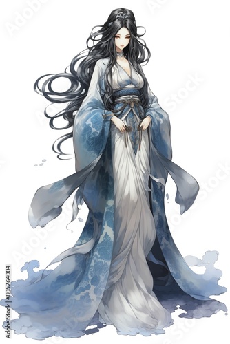 Illustration of a Yuki Onna on a White Background