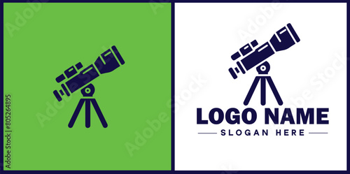 telescope icon Spyglass Optics Observatory flat logo sign symbol editable vector
