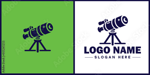 telescope icon Spyglass Optics Observatory flat logo sign symbol editable vector