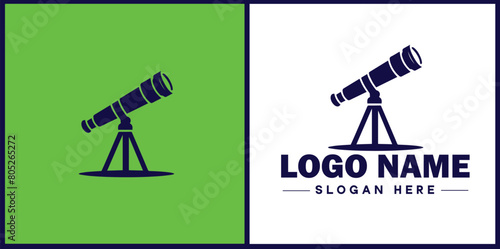 telescope icon Spyglass Optics Observatory flat logo sign symbol editable vector