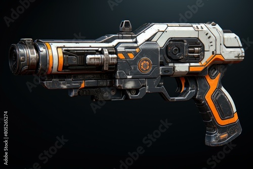 Intimidating Neon pistol gun. Future glow design. Generate Ai