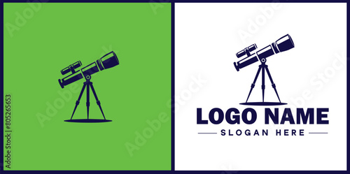 telescope icon Spyglass Optics Observatory flat logo sign symbol editable vector