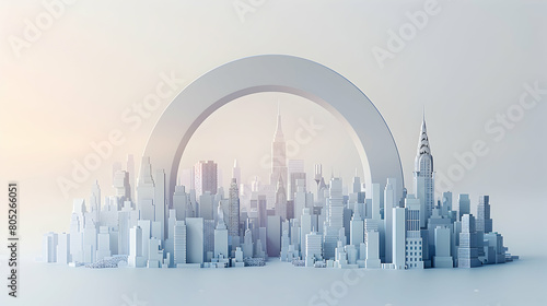 3D Flat Icon of Achievement Archway Leading to Business Success and Financial Growth