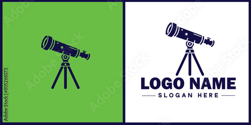 telescope icon Spyglass Optics Observatory flat logo sign symbol editable vector