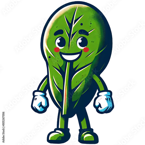 A cute cartoon character of spinach. Clip-arts for decoration. PNG cliparts and stickers transparent background photo