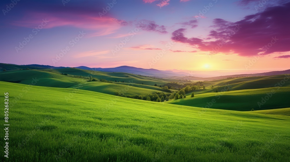 Obraz premium hillside purple green gradient