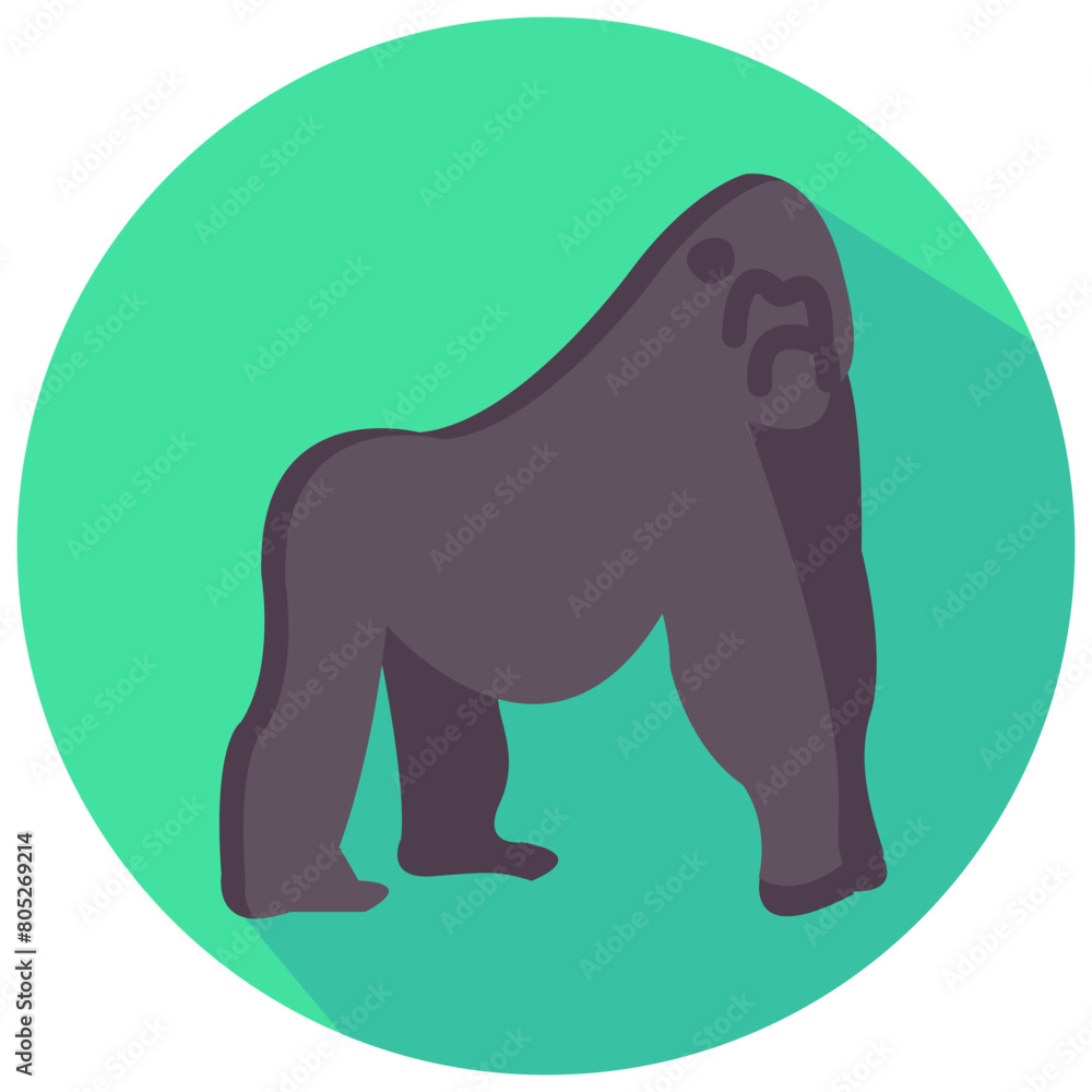 Obraz premium gorilla round flat vector icon