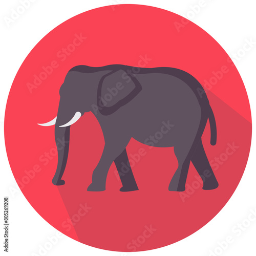 elephant round flat vector icon photo