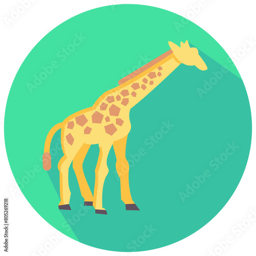 giraffe round flat vector icon