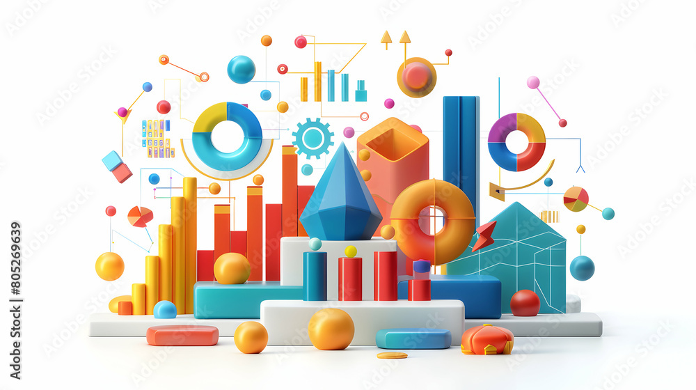 Fintech Fusion Frontier: Abstract Financial Charts in 3D Flat Icon Banner Fintech Fusion Frontier: Abstract Financial Charts in 3D Flat Icon Banner