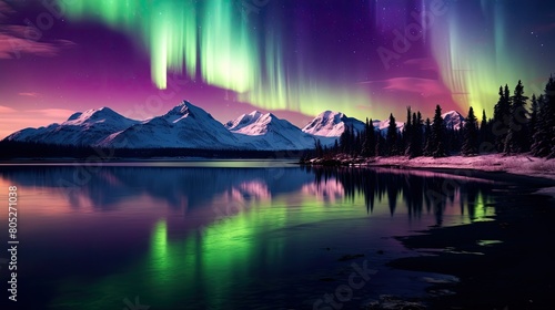 landscape northern lights alaska photo